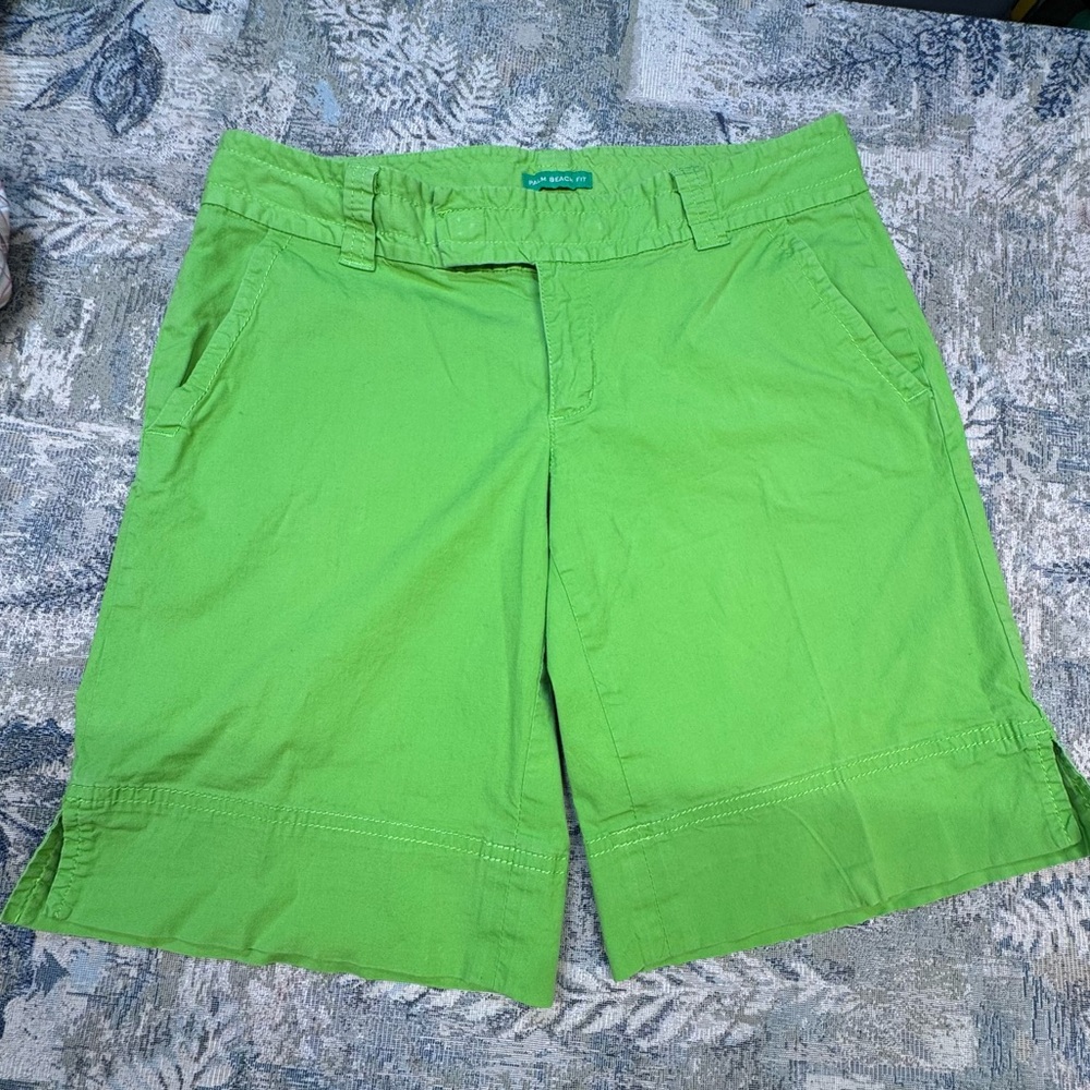 Lilly Pulitzer Resortwear Palm Beach Fit 🍏Green Apple Shorts B&W label sz 0 EUC